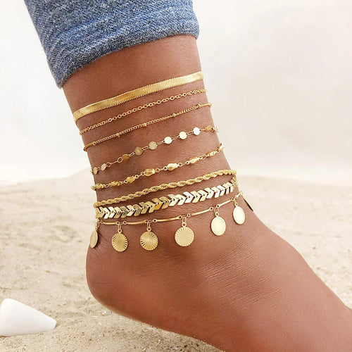 Snake Chain Anklet for Women Girls Adjustable Summer Beach Chain